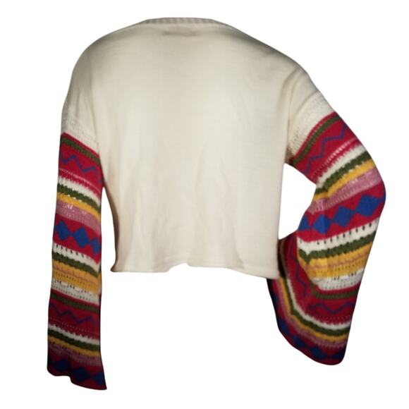 Altar'd State Womens Size Medium Sweater Bell Sleeve Cottage Boho Open Weave - Picture 2 of 7